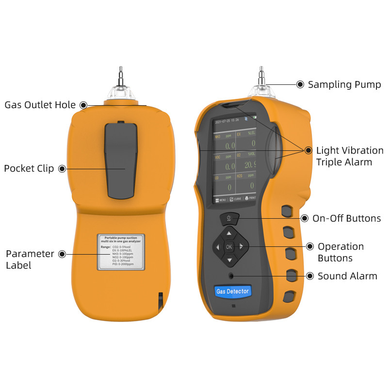 Pomptype Draagbaar Multi de Trillingsalarm van de Gasdetector voor Industriële omgeving